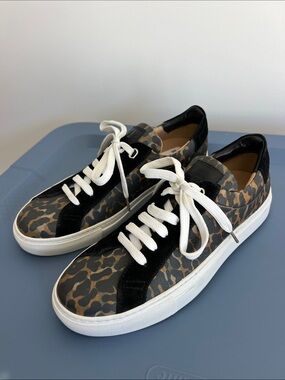 Belstaff dagenham leopard canvas suede low top sneakers tasmin gold colorway 37